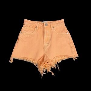 Revolve Abrand Shorts Women 24 Cut Off High Rise Orange Relaxed Short A31S02 New